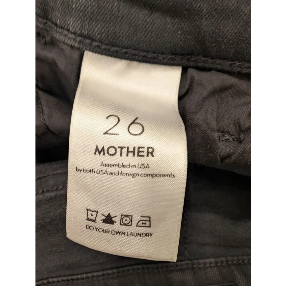 MOTHER Hustler Ankle Fray Black Jeans Size 26 Denim Pants Revolve Cropped Flared